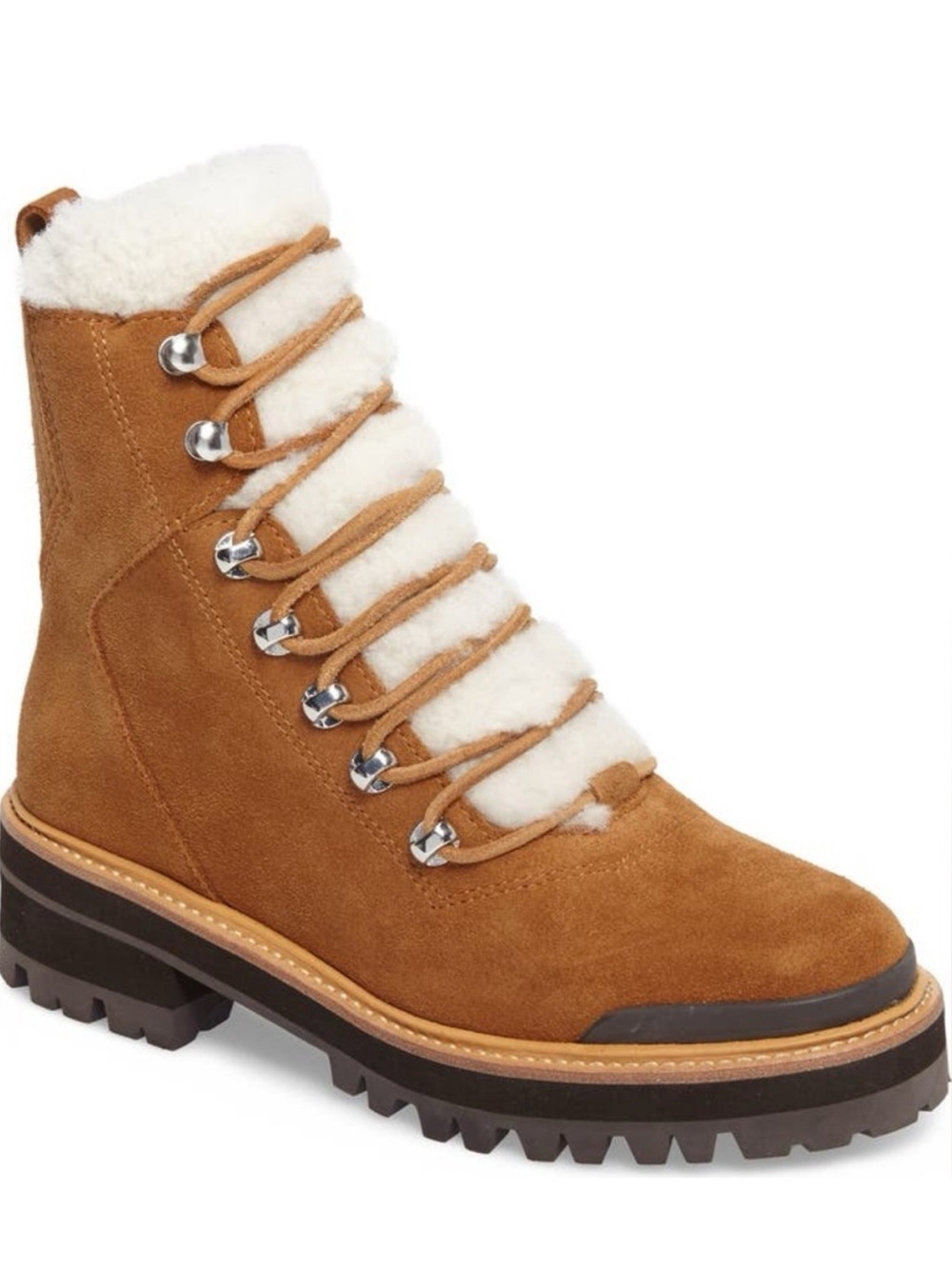 Marc fisher Izzie Shearling Boot In Tan Suede Women’s Size 6 New In Box
